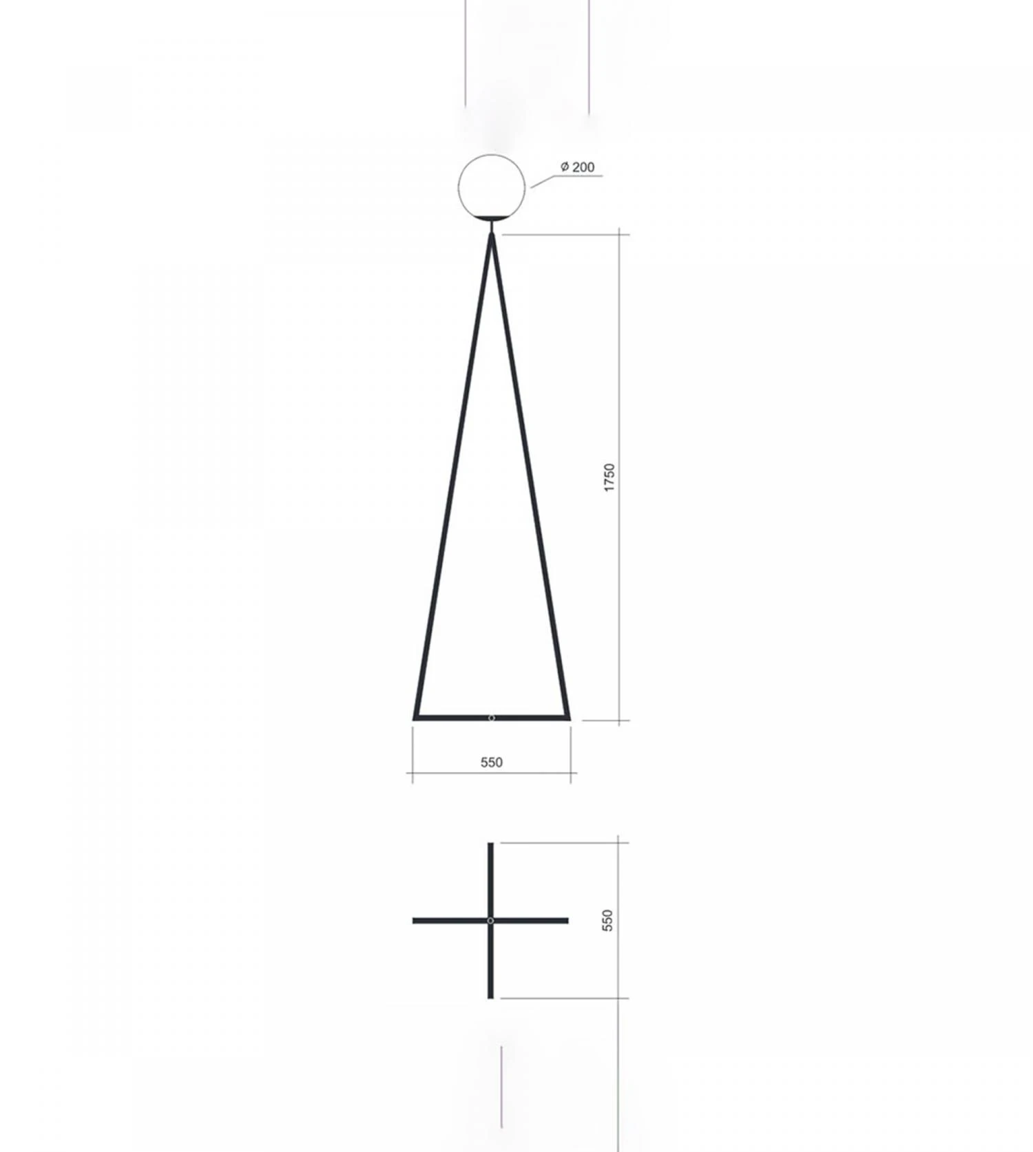 Lampadaire One Globe Base En Croix 2 Lampadaire One Globe Base En Croix – Image 2
